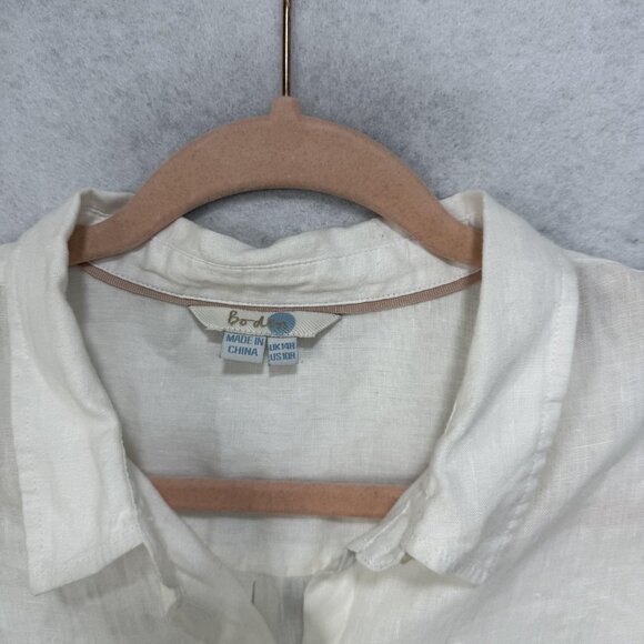 Boden Shirt Women Large White Button Front Long Sleeve 100% Linen Pockets - Picture 5 of 9